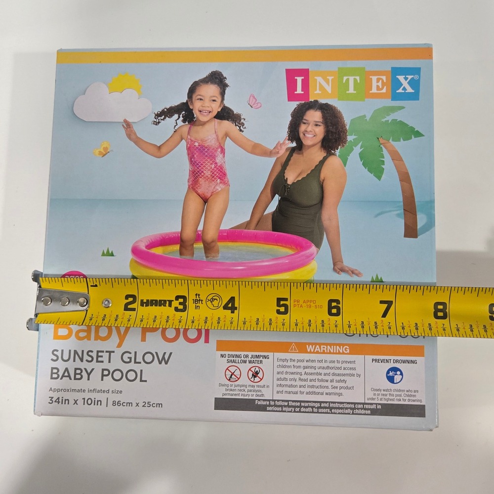 Intex Sunset Glow Baby Pool Inflatable Kids 1-3 Years 34 x 10in Pink Yellow - Picture 6 of 6